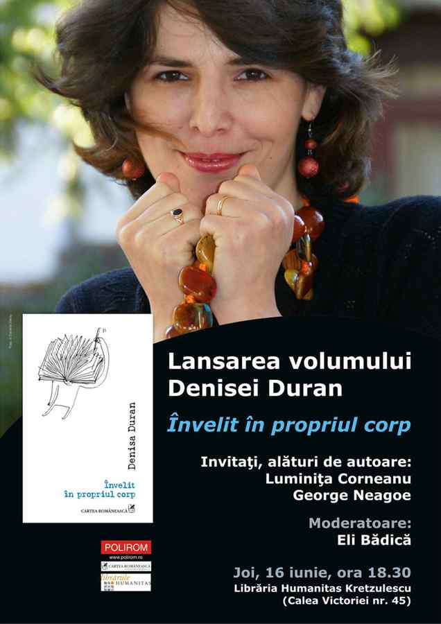 Denisa Duran lansează “Învelit în propriul corp” la Bucureşti