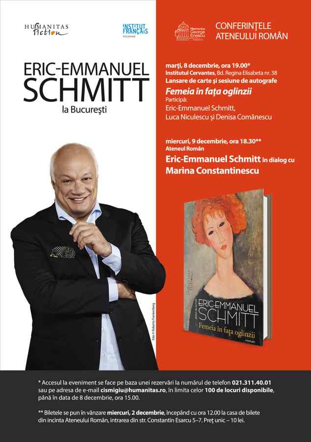 Eric-Emmanuel Schmitt, în dialog cu Marina Constantinescu la Ateneul Român
