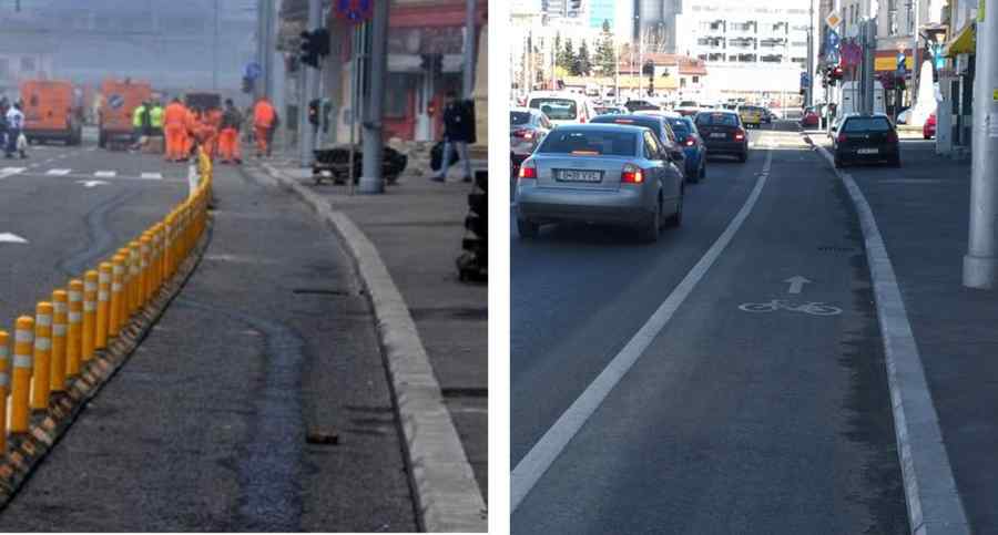 La doi ani de la inaugurare, pista de biciclete de pe Buzești aproape a dispărut