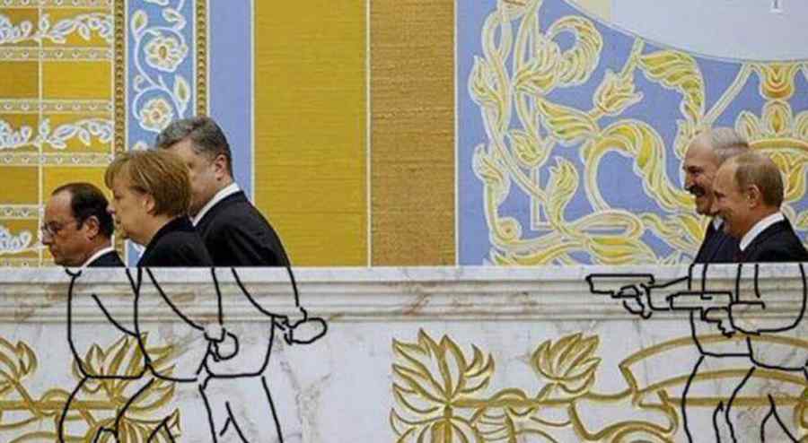 Summitul de pace de la Minsk, văzut de un caricaturist