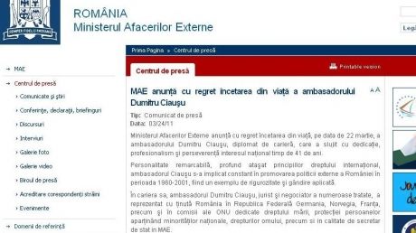 Ambasadorul Dumitru Ciauşu a murit