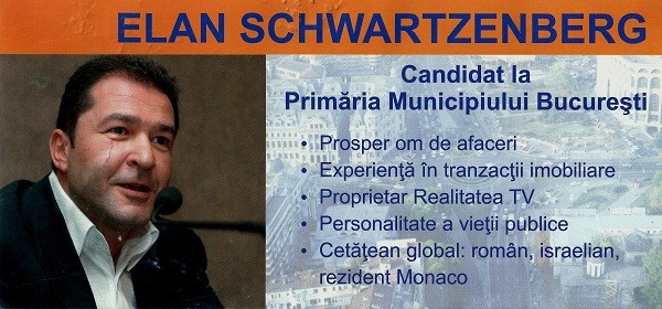 Elan Schwartzenberg candidează sub acoperire la Primăria Capitalei