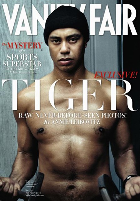 Tiger Woods apare aproape gol pe coperta revistei Vanity Fair