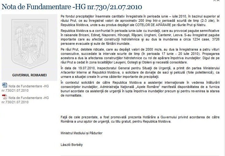 Guvernul Boc alocă bani pentru zonele inundate din R. Moldova