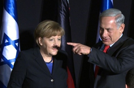 Netanyahu a „desenat” pe faţa lui Merkel mustaţa lui Hitler