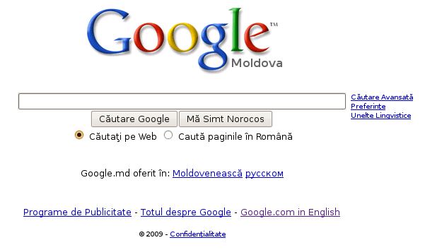 Google Moldova renunță la ”limba moldovenească”