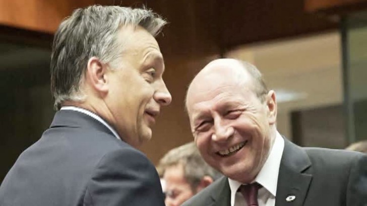 Traian Băsescu şi Viktor Orban, fotografiaţi râzând la Bruxelles