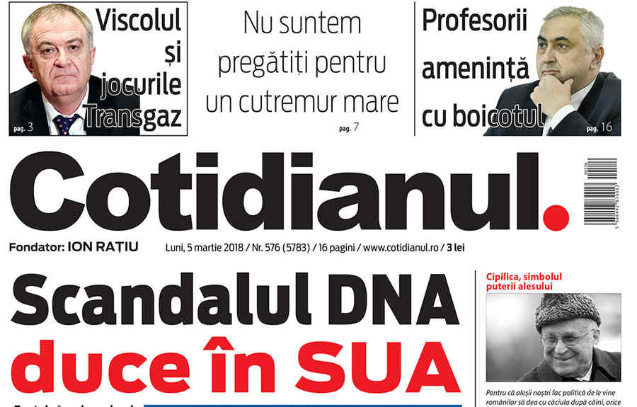 Principalele subiecte din ziarul Cotidianul de luni