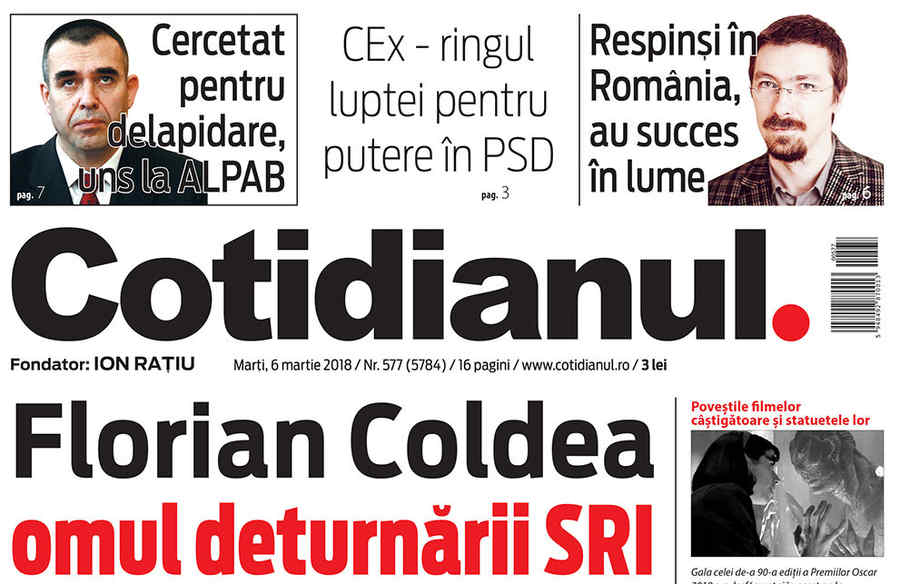 Principalele subiecte al ziarului Cotidianul de marți