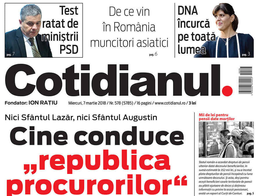 Principalele subiecte ale ziarului Cotidianul de miercuri