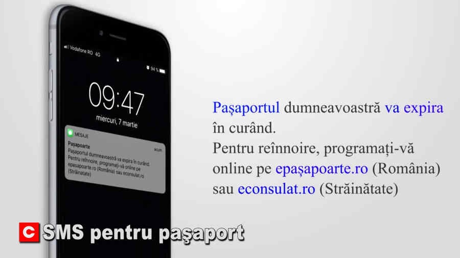 SMS pentru paşaport