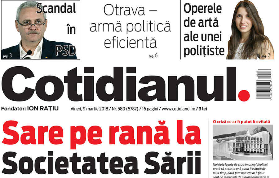 Principalele subiecte din ziarul Cotidianul de vineri