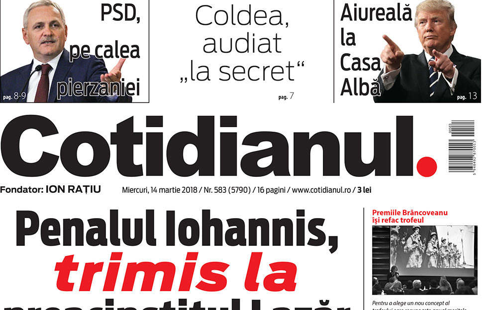 Principalele subiecte din ziarul Cotidianul de miercuri
