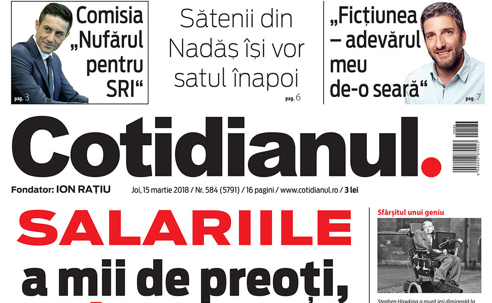 Principalele subiecte din ziarul Cotidianul de joi