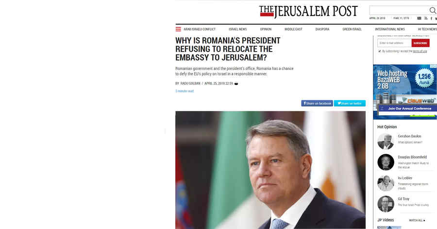 DE CE PREȘEDINTELE ROMÂNIEI REFUZĂ RELOCAREA AMBASADEI LA IERUSALIM?