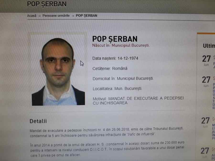 Șerban Pop, dat și el în urmărire generală