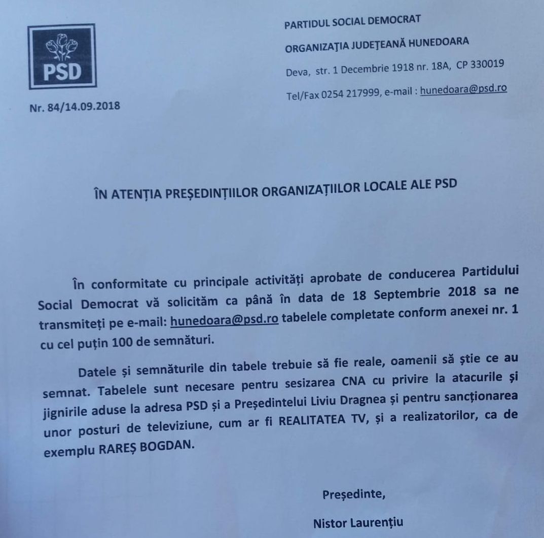 PSD strânge semnături pentru sancţionarea unor televiziuni