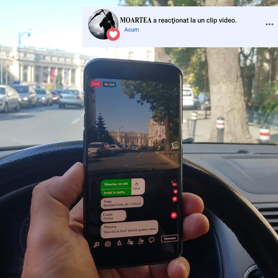 (FOTO) Moartea, către șofer: „Mai stai în live?”