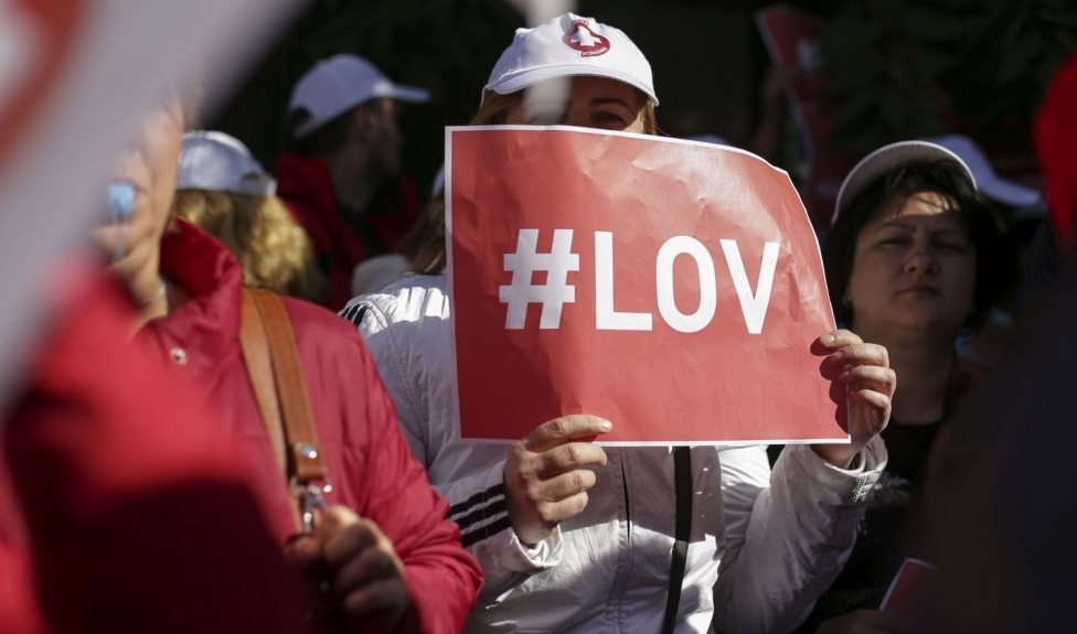 Protest Sanitas la Ministerul Muncii