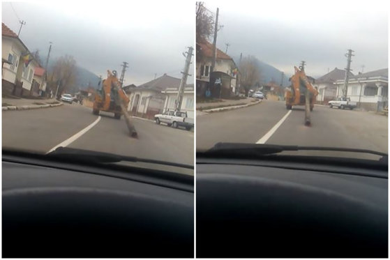 Dorel, în acțiune, cu excavatorul