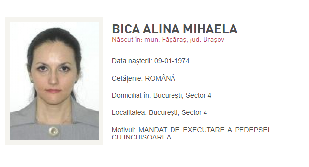 Alina Bica, dată în urmărire