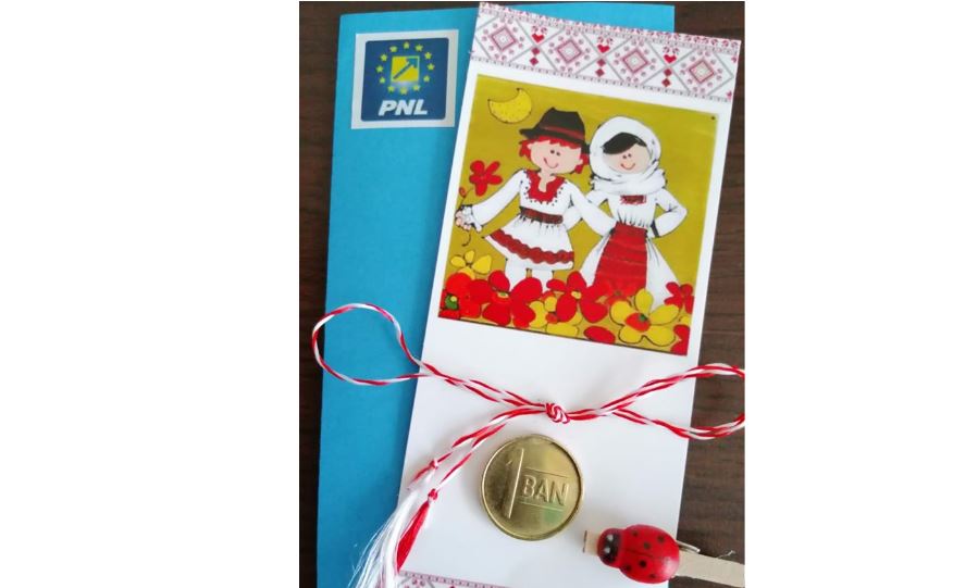 Mărțișor cu mesaj intepretabil de la PNL Dâmbovița
