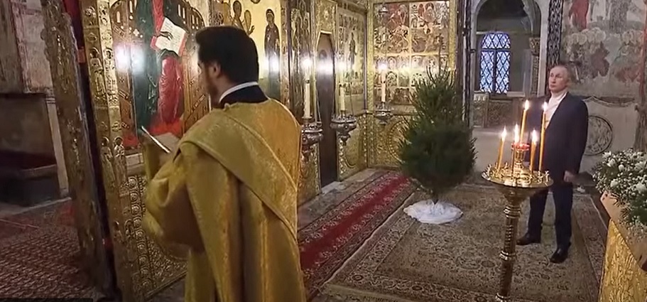 (VIDEO) Putin a fost singur în catedrală la slujba de Crăciun