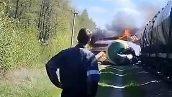 (VIDEO) Tren deraiat în Rusia din cauza unui dispozitiv exploziv