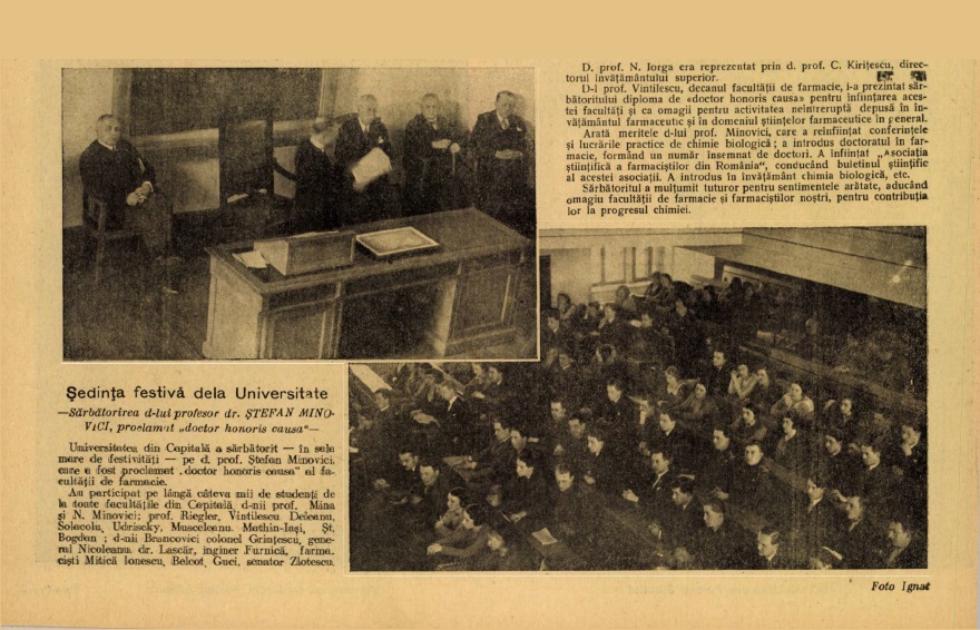 Ștefan Minovici, Doctor honoris causa