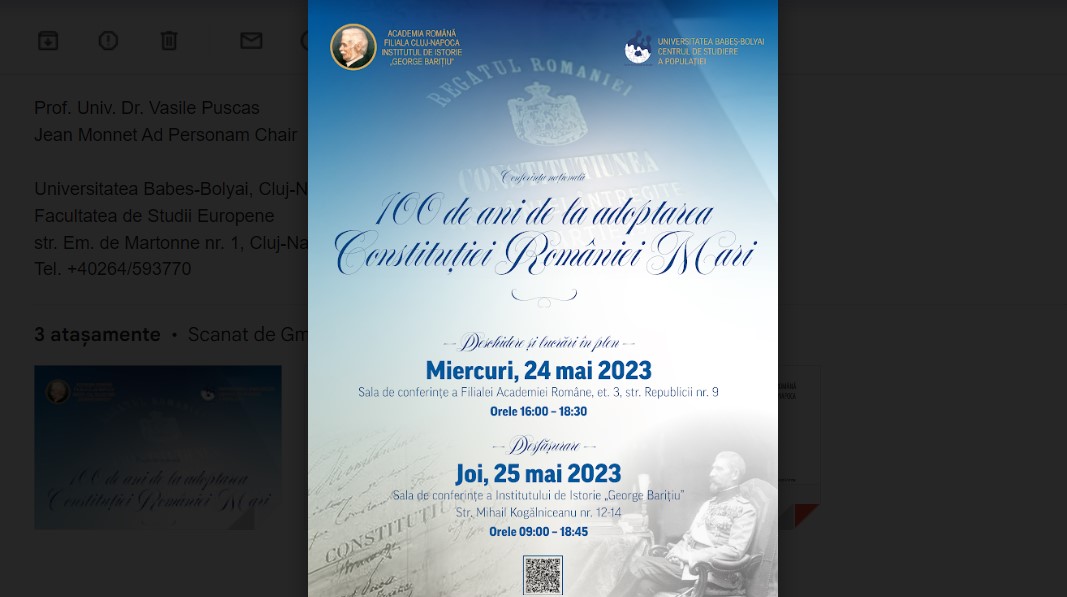 Eveniment la Institutul de Istorie „George Barițiu”