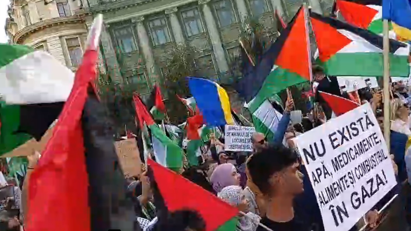 Sute de participanți la mitingul pro-Palestina (VIDEO)