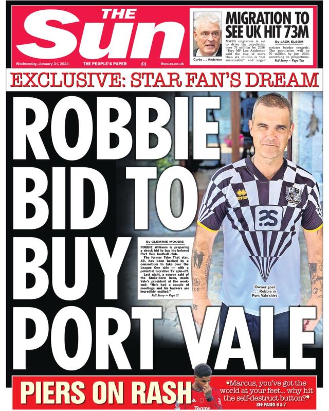 Robbie Williams, patron de club de fotbal