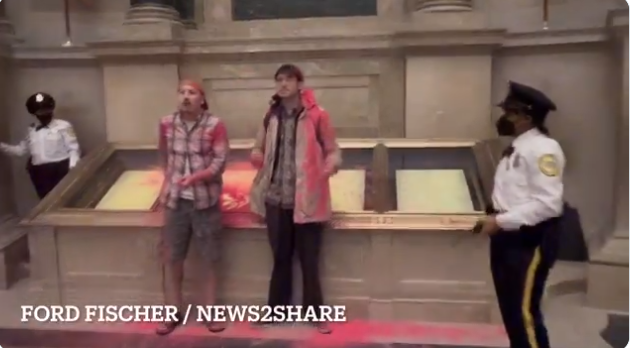 (VIDEO) Activiști de mediu au atentat la Constituția originală a SUA