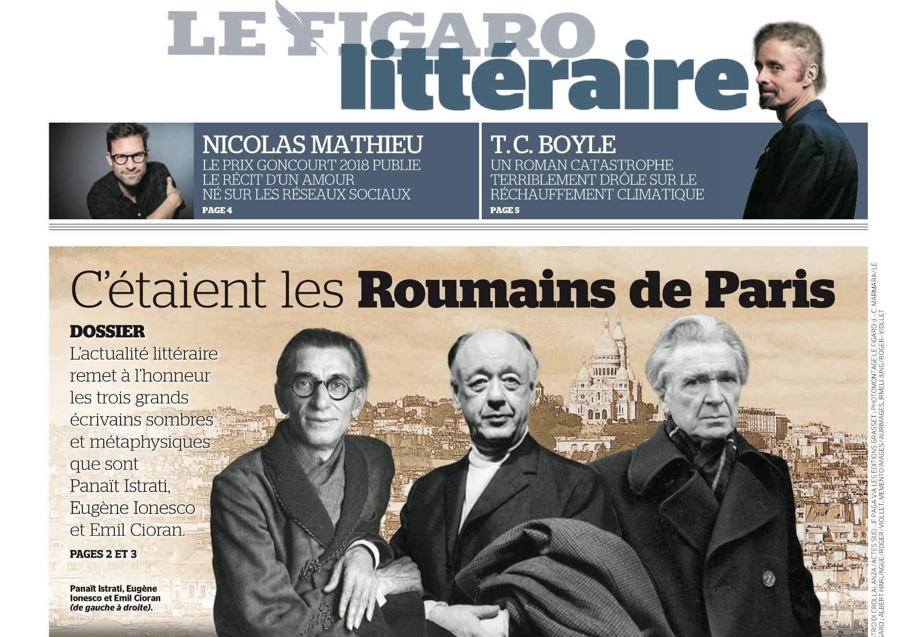 Trei români pe prima pagină la „Le Figaro Litteraire”