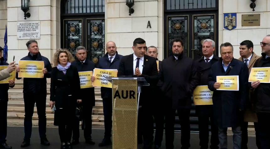 (VIDEO) Protest AUR la sediul Ministerului de Interne