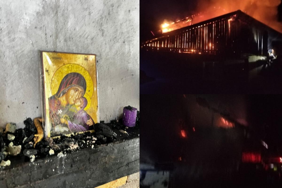 Flăcările au făcut totul scrum, nu și Icoana Maicii Domnului