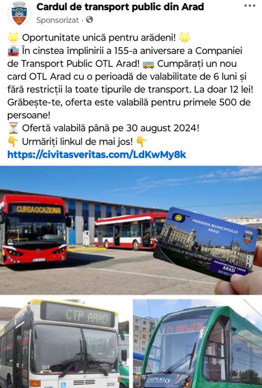 Tentativă de fraudă în numele Companiei de Transport Public