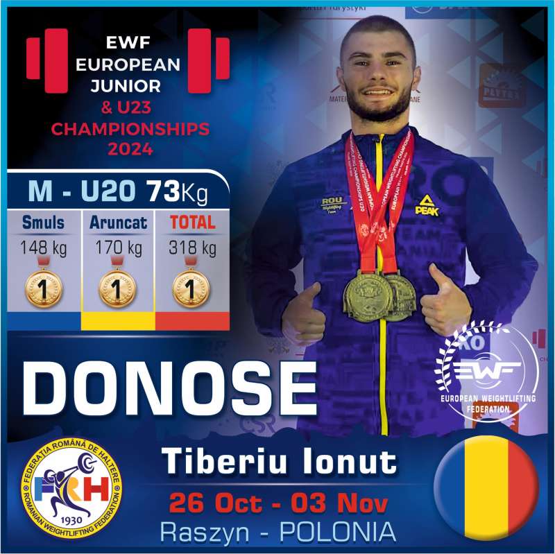 Trei medalii de aur pentru Tiberiu Donose