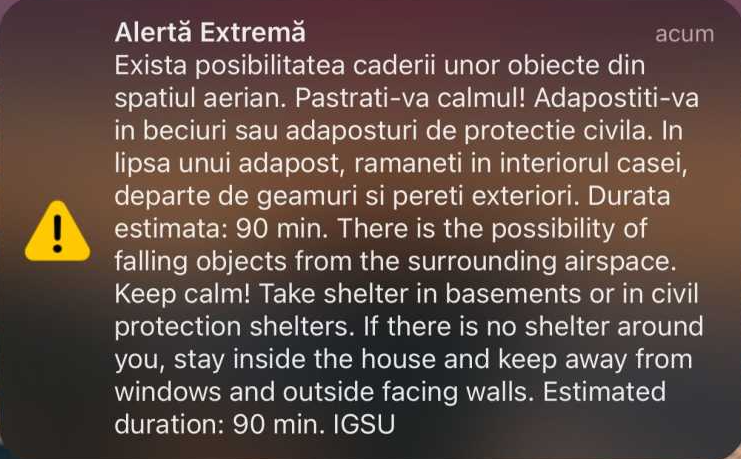 Mesaj RO-Alert pentru populație. Tulcenii au auzit zgomote puternice în spațiul național aerian