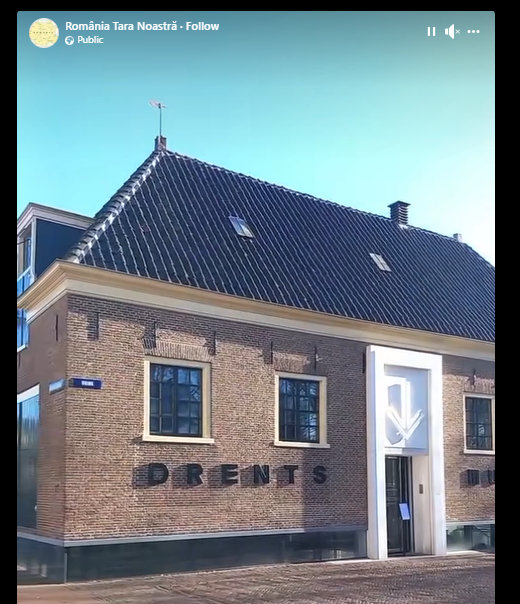 Un român în fața muzeului Drents