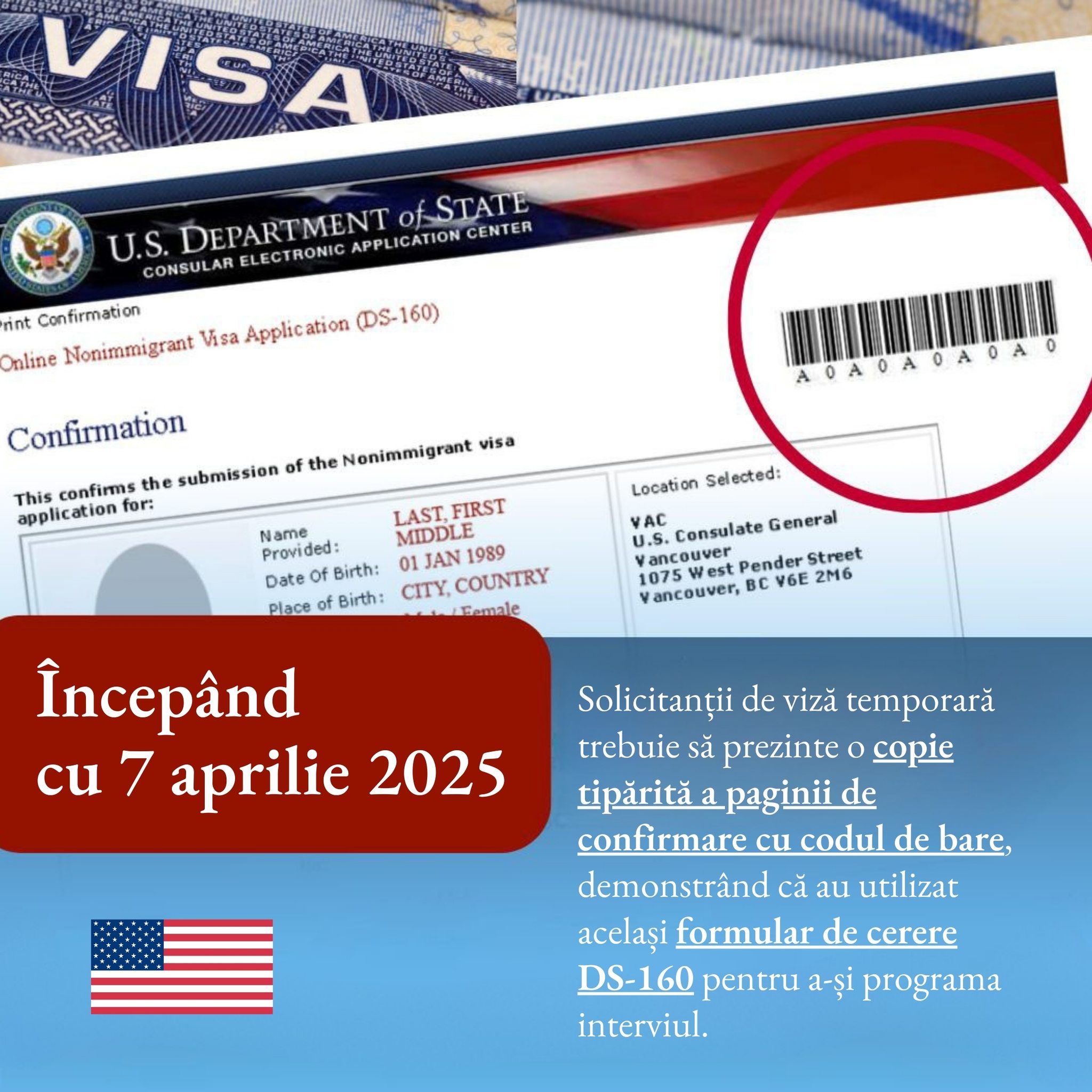 Noi precizări pe vize de la Ambasada SUA