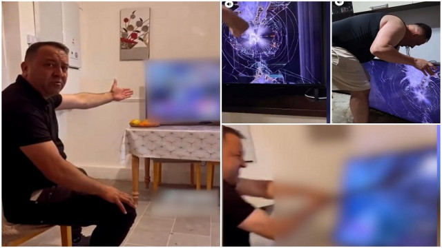 De necaz că a pierdut Simion, a spart televizorul (video)