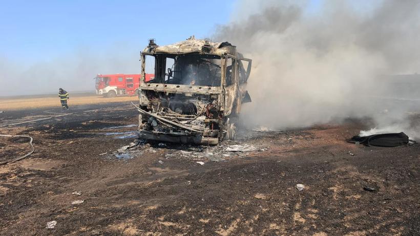 Clipe de groază cu o mașină de pompieri (foto)