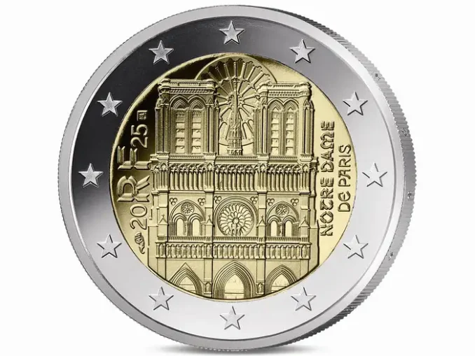 Noile monede de 2 euro aduc un omagiu Catedralei Notre‑Dame din Paris