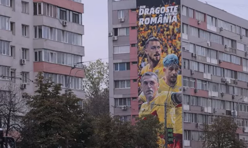 Pictură murală dedicată echipei naționale de fotbal a României