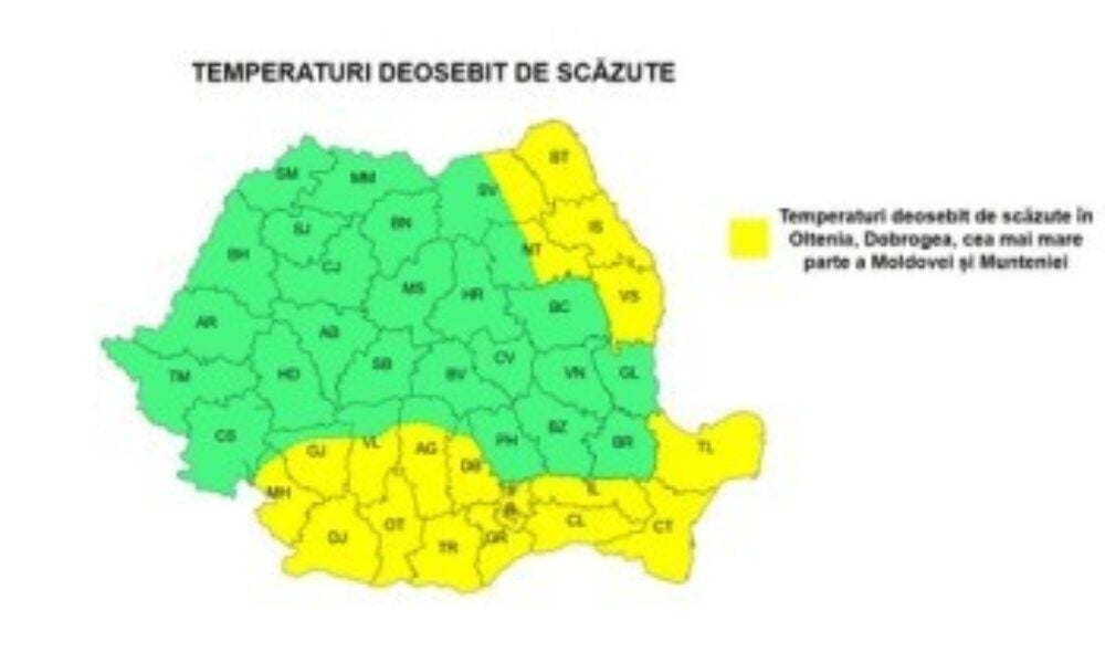 Cod galben de ger şi vânt, dar vremea se încălzeşte de miercuri