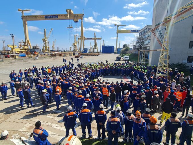 Noi proteste la șanterul naval din Mangalia. Angajații neplătiți de trei luni