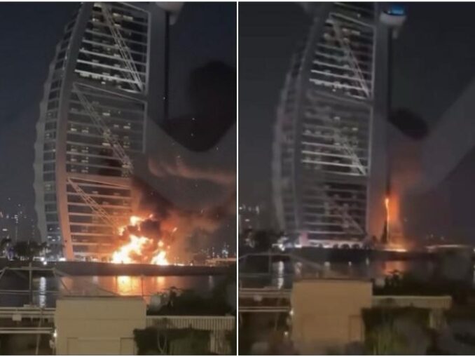 UPDATE VIDEO Incendiu la celebrul hotel Burj Al-Arab, din cauza unei drone iraniene