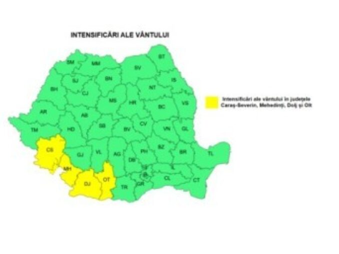 Vânt puternic în toată țara, patru județe sub Cod galben