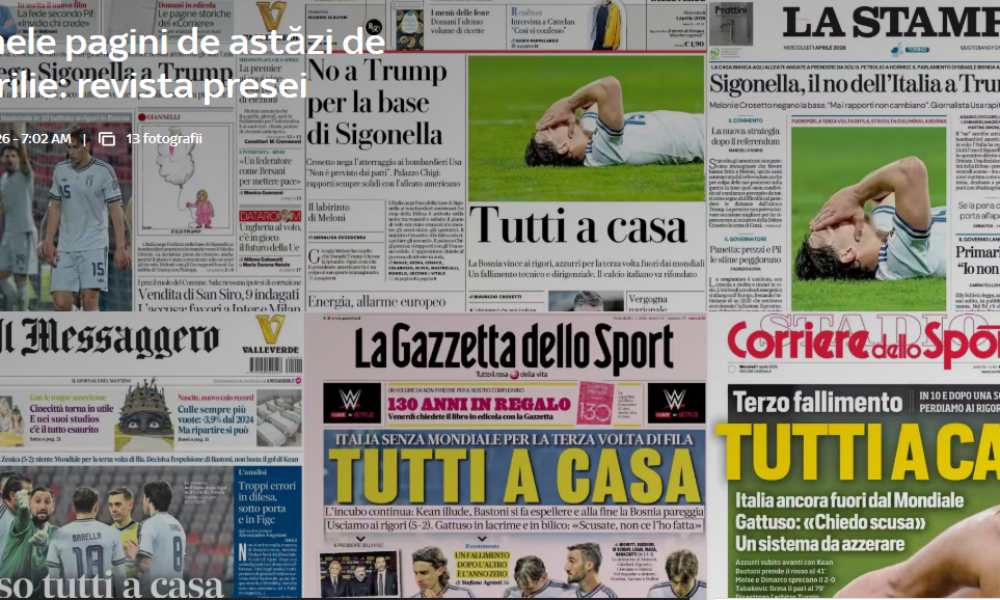 Dramă în Italia. Naționala de fotbal ratează a treia calificare la rând la CM de fotbal